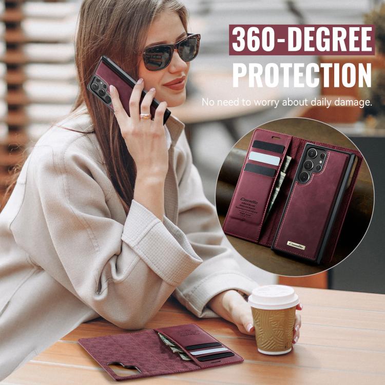Custodia per telefono CaseMe C49 con portafoglio in pelle, magnetica, con blocco RFID e removibile., For Samsung Galaxy S22 Ultra 5G, For Samsung Galaxy S22+ 5G, For Samsung Galaxy S22 5G, For Samsung Galaxy S21 FE 5G