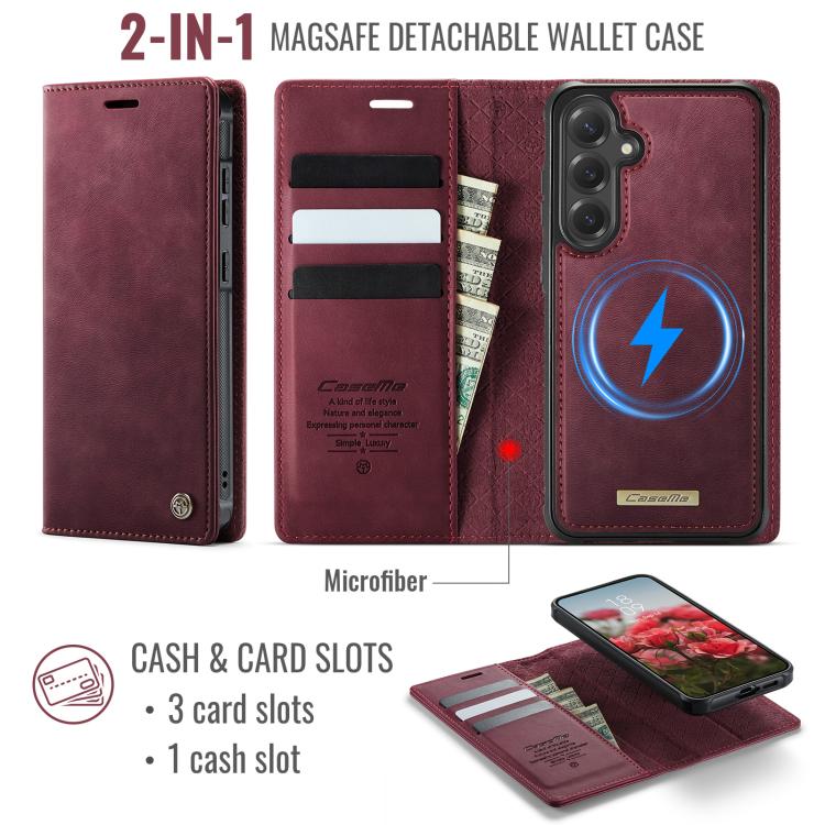 Custodia per telefono CaseMe C49 con portafoglio in pelle, magnetica, con blocco RFID e removibile., For Samsung Galaxy S24+ / S25+, For Samsung Galaxy A14 5G / M44, For Samsung Galaxy A55 / A35 5G, For Samsung Galaxy A13 / A04s