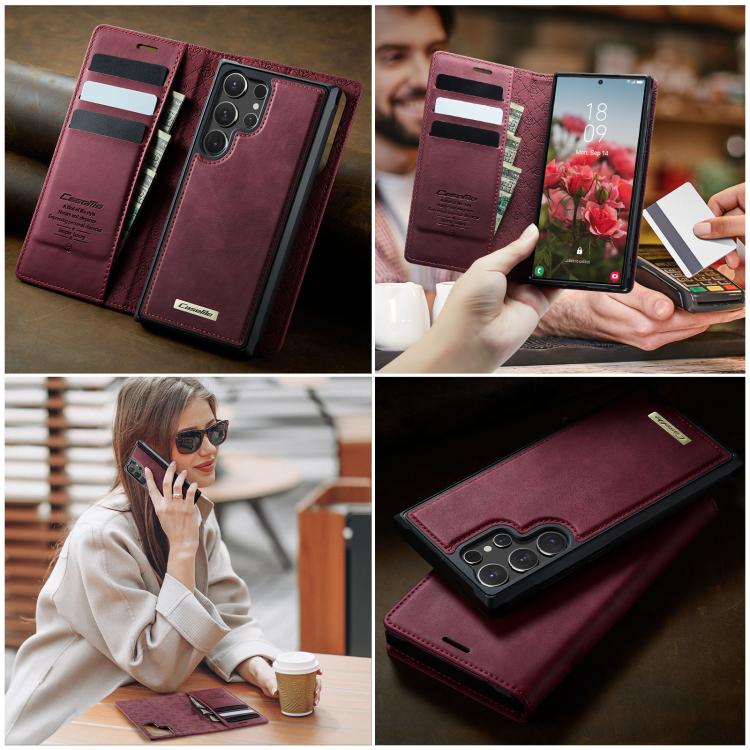 Custodia per telefono CaseMe C49 con portafoglio in pelle, magnetica, con blocco RFID e removibile., For Samsung Galaxy S25 Ultra 5G, For Samsung Galaxy A16 5G, For Samsung Galaxy S24 FE 5G, For Samsung Galaxy S24 Ultra 5G