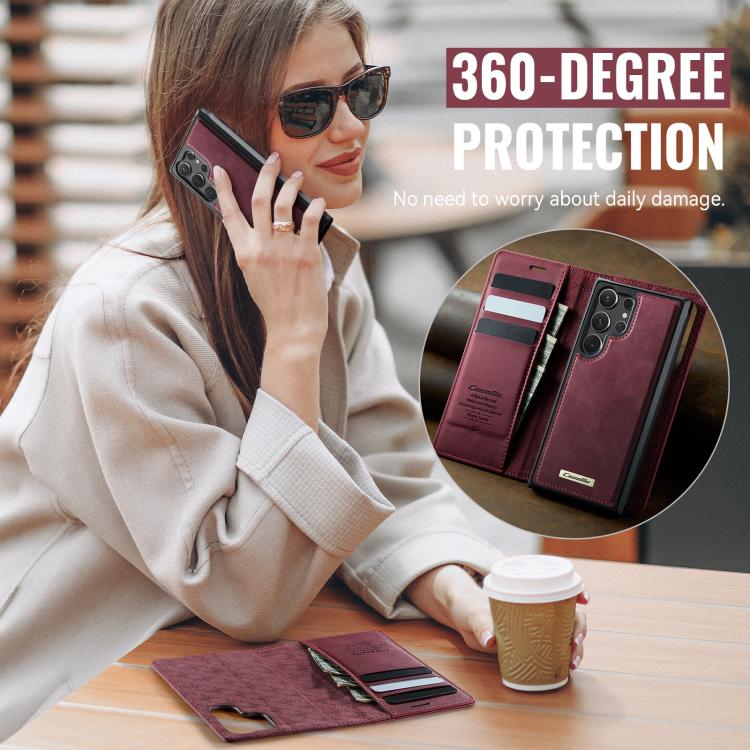 Custodia per telefono CaseMe C49 con portafoglio in pelle, magnetica, con blocco RFID e removibile., For Samsung Galaxy S25 Ultra 5G, For Samsung Galaxy A16 5G, For Samsung Galaxy S24 FE 5G, For Samsung Galaxy S24 Ultra 5G