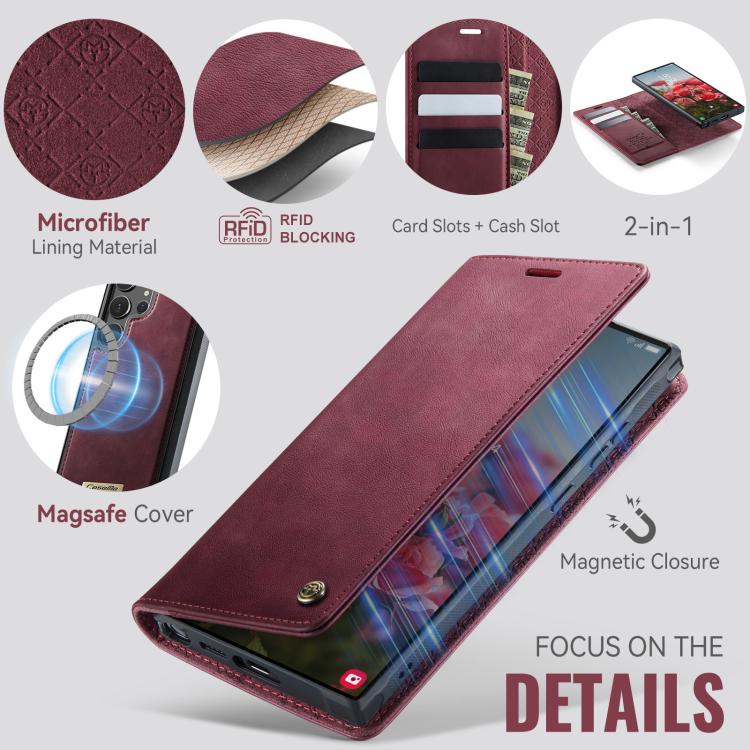 Custodia per telefono CaseMe C49 con portafoglio in pelle, magnetica, con blocco RFID e removibile., For Samsung Galaxy S25 Ultra 5G, For Samsung Galaxy A16 5G, For Samsung Galaxy S24 FE 5G, For Samsung Galaxy S24 Ultra 5G