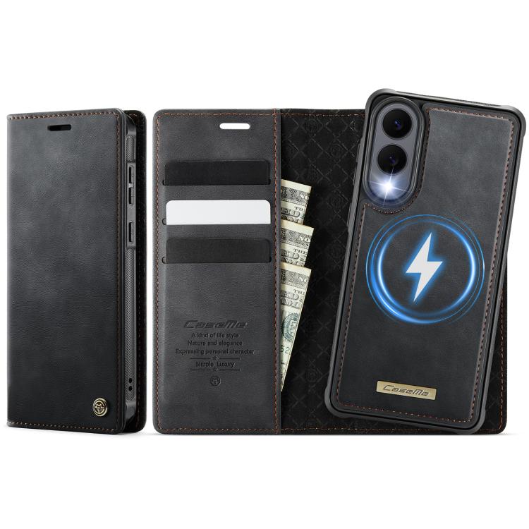 Custodia per telefono CaseMe C49 con portafoglio in pelle, magnetica, con blocco RFID e removibile., For Samsung Galaxy A57 5G, For Galaxy S25 FE, For Samsung Galaxy S25 Edge 5G, For Samsung Galaxy A56 5G
