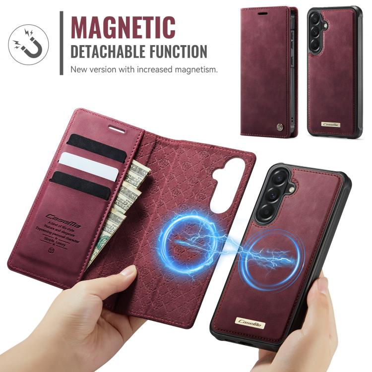 Custodia per telefono CaseMe C49 con portafoglio in pelle, magnetica, con blocco RFID e removibile., For Samsung Galaxy A57 5G, For Galaxy S25 FE, For Samsung Galaxy S25 Edge 5G, For Samsung Galaxy A56 5G