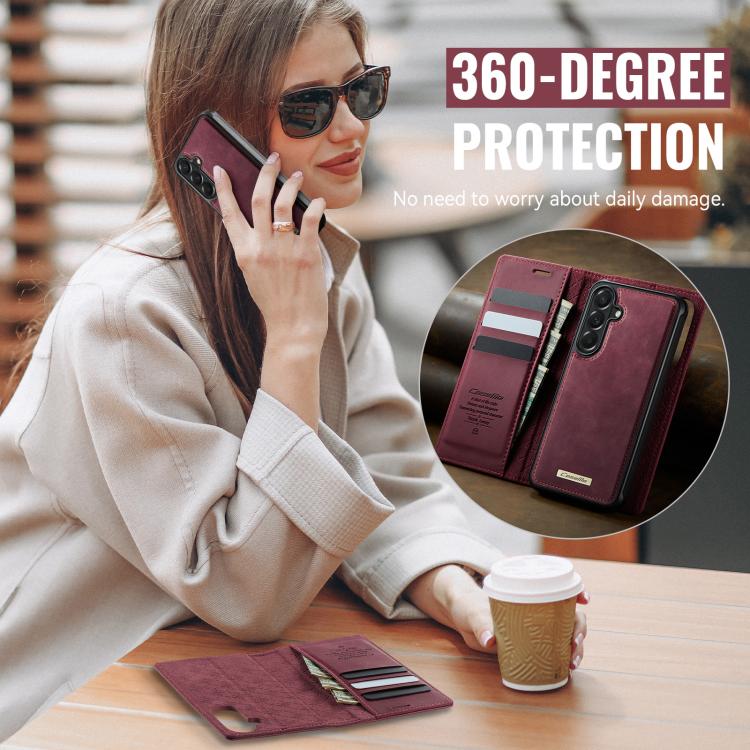 Custodia per telefono CaseMe C49 con portafoglio in pelle, magnetica, con blocco RFID e removibile., For Samsung Galaxy A57 5G, For Galaxy S25 FE, For Samsung Galaxy S25 Edge 5G, For Samsung Galaxy A56 5G