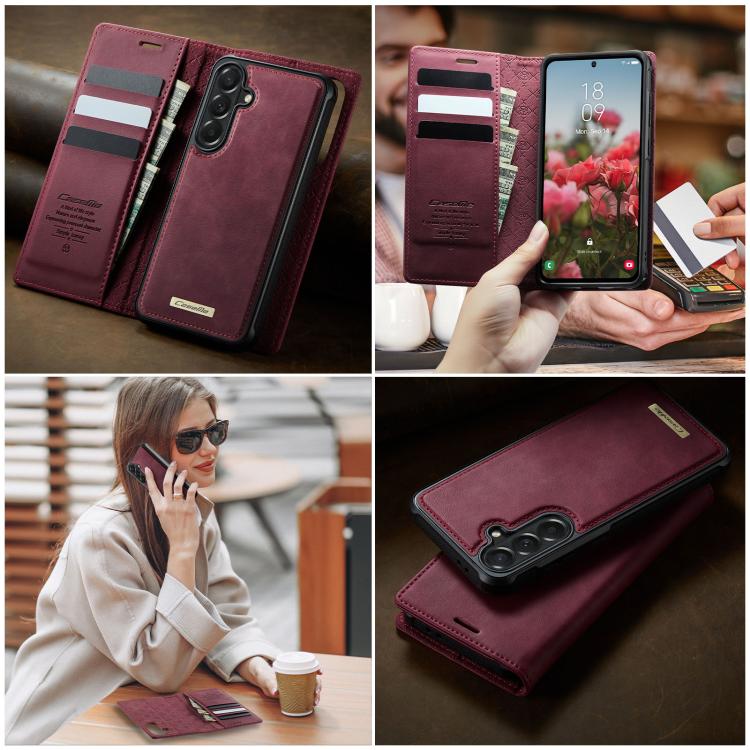 Custodia per telefono CaseMe C49 con portafoglio in pelle, magnetica, con blocco RFID e removibile., For Samsung Galaxy A57 5G, For Galaxy S25 FE, For Samsung Galaxy S25 Edge 5G, For Samsung Galaxy A56 5G
