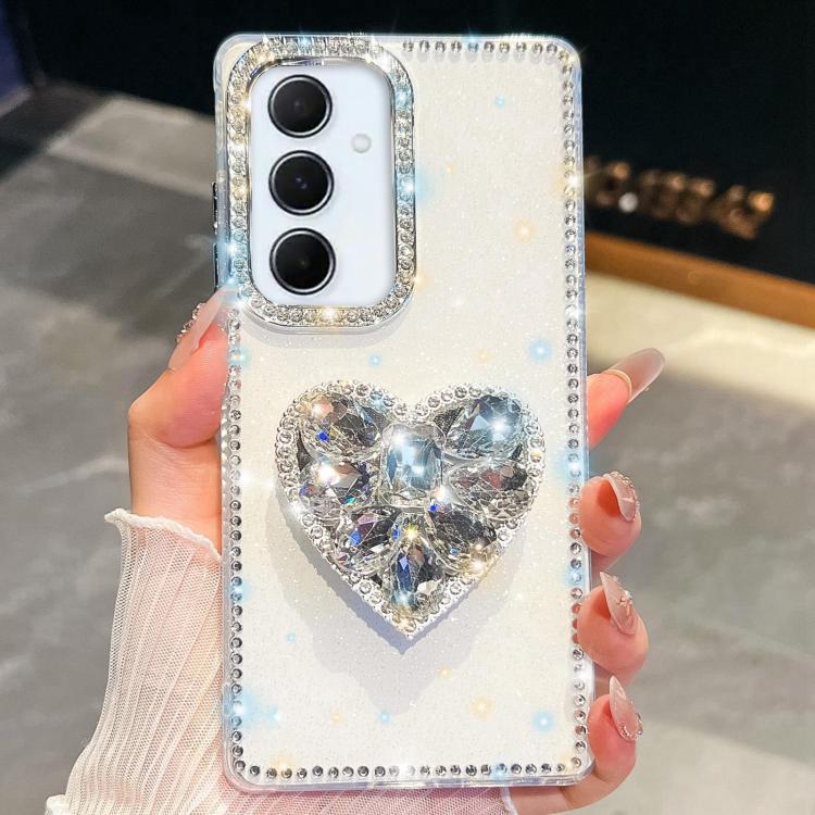 Custodia per telefono con ciondolo a forma di cuore e pietre preziose glitterate effetto diamante., For Samsung Galaxy A17 5G, For Samsung Galaxy A56 5G, For Samsung Galaxy A26 5G, For Samsung Galaxy A36 5G