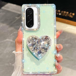 Custodia per telefono con ciondolo a forma di cuore e pietre preziose glitterate effetto diamante., For Samsung Galaxy A17 5G, For Samsung Galaxy A56 5G, For Samsung Galaxy A26 5G, For Samsung Galaxy A36 5G