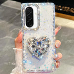 Custodia per telefono con ciondolo a forma di cuore e pietre preziose glitterate effetto diamante., For Samsung Galaxy A17 5G, For Samsung Galaxy A56 5G, For Samsung Galaxy A26 5G, For Samsung Galaxy A36 5G