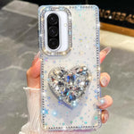 Custodia per telefono con ciondolo a forma di cuore e pietre preziose glitterate effetto diamante., For Samsung Galaxy A17 5G, For Samsung Galaxy A56 5G, For Samsung Galaxy A26 5G, For Samsung Galaxy A36 5G