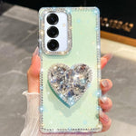 Custodia per telefono con ciondolo a forma di cuore e pietre preziose glitterate effetto diamante., For Samsung Galaxy S25 5G, For Samsung Galaxy S25+ 5G, For Samsung Galaxy S25 Ultra 5G, For Samsung Galaxy A16 5G