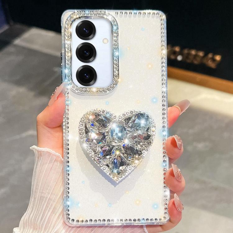 Custodia per telefono con ciondolo a forma di cuore e pietre preziose glitterate effetto diamante., For Samsung Galaxy S25 5G, For Samsung Galaxy S25+ 5G, For Samsung Galaxy S25 Ultra 5G, For Samsung Galaxy A16 5G
