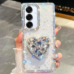 Custodia per telefono con ciondolo a forma di cuore e pietre preziose glitterate effetto diamante., For Samsung Galaxy S25 5G, For Samsung Galaxy S25+ 5G, For Samsung Galaxy S25 Ultra 5G, For Samsung Galaxy A16 5G