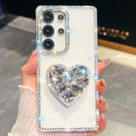 Custodia per telefono con ciondolo a forma di cuore e pietre preziose glitterate effetto diamante., For Samsung Galaxy S25 5G, For Samsung Galaxy S25+ 5G, For Samsung Galaxy S25 Ultra 5G, For Samsung Galaxy A16 5G