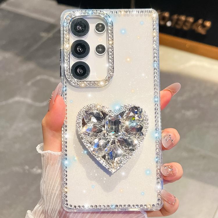 Custodia per telefono con ciondolo a forma di cuore e pietre preziose glitterate effetto diamante., For Samsung Galaxy S25 5G, For Samsung Galaxy S25+ 5G, For Samsung Galaxy S25 Ultra 5G, For Samsung Galaxy A16 5G