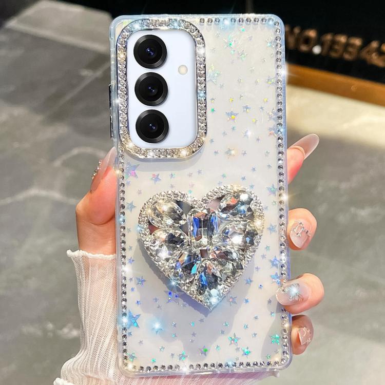 Custodia per telefono con ciondolo a forma di cuore e pietre preziose glitterate effetto diamante., For Samsung Galaxy S25 5G, For Samsung Galaxy S25+ 5G, For Samsung Galaxy S25 Ultra 5G, For Samsung Galaxy A16 5G