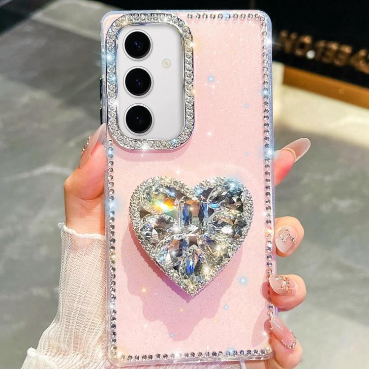 Custodia per telefono con ciondolo a forma di cuore e pietre preziose glitterate effetto diamante., For Samsung Galaxy S24 FE 5G, For Samsung Galaxy A15 5G, For Samsung Galaxy A55 5G, For Samsung Galaxy A35 5G