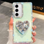 Custodia per telefono con ciondolo a forma di cuore e pietre preziose glitterate effetto diamante., For Samsung Galaxy S24 FE 5G, For Samsung Galaxy A15 5G, For Samsung Galaxy A55 5G, For Samsung Galaxy A35 5G