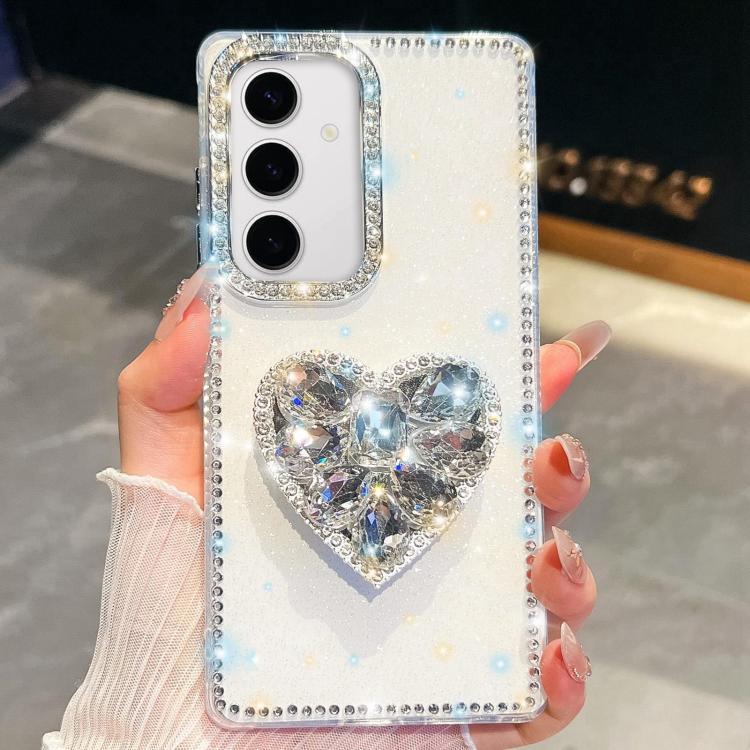 Custodia per telefono con ciondolo a forma di cuore e pietre preziose glitterate effetto diamante., For Samsung Galaxy S24 FE 5G, For Samsung Galaxy A15 5G, For Samsung Galaxy A55 5G, For Samsung Galaxy A35 5G