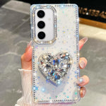 Custodia per telefono con ciondolo a forma di cuore e pietre preziose glitterate effetto diamante., For Samsung Galaxy S24 FE 5G, For Samsung Galaxy A15 5G, For Samsung Galaxy A55 5G, For Samsung Galaxy A35 5G