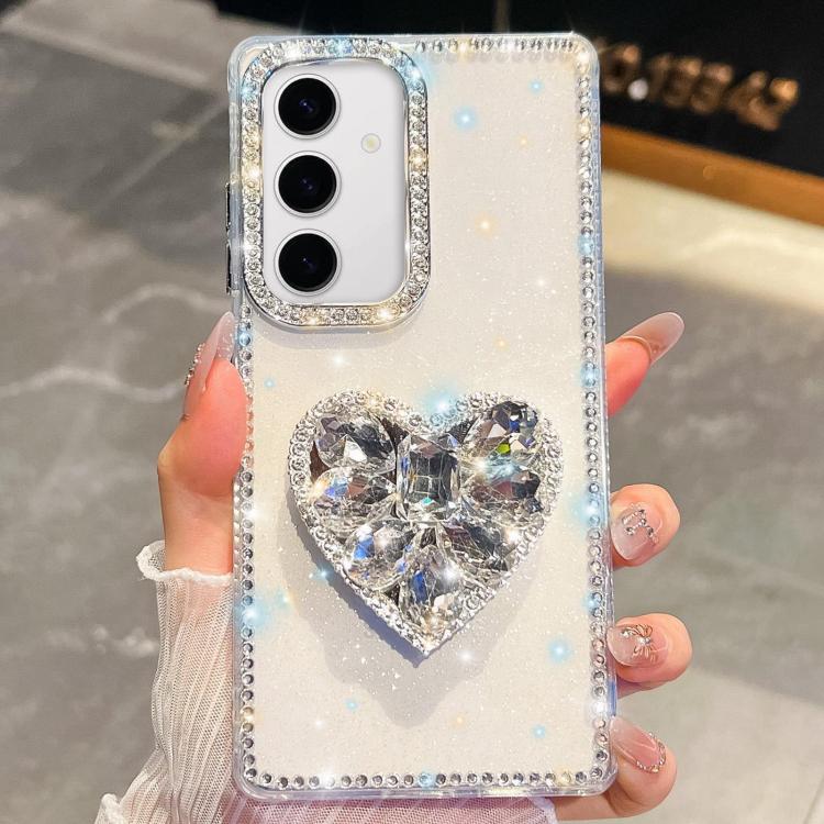 Custodia per telefono con ciondolo a forma di cuore e pietre preziose glitterate effetto diamante., For Samsung Galaxy S24 FE 5G, For Samsung Galaxy A15 5G, For Samsung Galaxy A55 5G, For Samsung Galaxy A35 5G