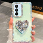 Custodia per telefono con ciondolo a forma di cuore e pietre preziose glitterate effetto diamante., For Samsung Galaxy S24 FE 5G, For Samsung Galaxy A15 5G, For Samsung Galaxy A55 5G, For Samsung Galaxy A35 5G