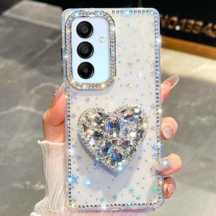 Custodia per telefono con ciondolo a forma di cuore e pietre preziose glitterate effetto diamante., For Samsung Galaxy S24 FE 5G, For Samsung Galaxy A15 5G, For Samsung Galaxy A55 5G, For Samsung Galaxy A35 5G