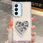 Custodia per telefono con ciondolo a forma di cuore e pietre preziose glitterate effetto diamante., For Samsung Galaxy S24 FE 5G, For Samsung Galaxy A15 5G, For Samsung Galaxy A55 5G, For Samsung Galaxy A35 5G