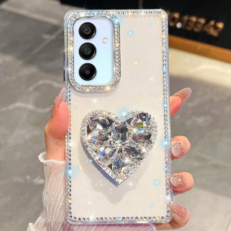 Custodia per telefono con ciondolo a forma di cuore e pietre preziose glitterate effetto diamante., For Samsung Galaxy S24 FE 5G, For Samsung Galaxy A15 5G, For Samsung Galaxy A55 5G, For Samsung Galaxy A35 5G