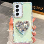 Custodia per telefono con ciondolo a forma di cuore e pietre preziose glitterate effetto diamante., For Samsung Galaxy S24 FE 5G, For Samsung Galaxy A15 5G, For Samsung Galaxy A55 5G, For Samsung Galaxy A35 5G