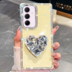 Custodia per telefono con ciondolo a forma di cuore e pietre preziose glitterate effetto diamante., For Samsung Galaxy S24 FE 5G, For Samsung Galaxy A15 5G, For Samsung Galaxy A55 5G, For Samsung Galaxy A35 5G