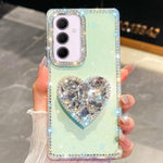 Custodia per telefono con ciondolo a forma di cuore e pietre preziose glitterate effetto diamante., For Samsung Galaxy S24 FE 5G, For Samsung Galaxy A15 5G, For Samsung Galaxy A55 5G, For Samsung Galaxy A35 5G