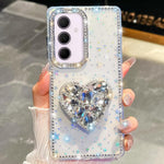 Custodia per telefono con ciondolo a forma di cuore e pietre preziose glitterate effetto diamante., For Samsung Galaxy S24 FE 5G, For Samsung Galaxy A15 5G, For Samsung Galaxy A55 5G, For Samsung Galaxy A35 5G