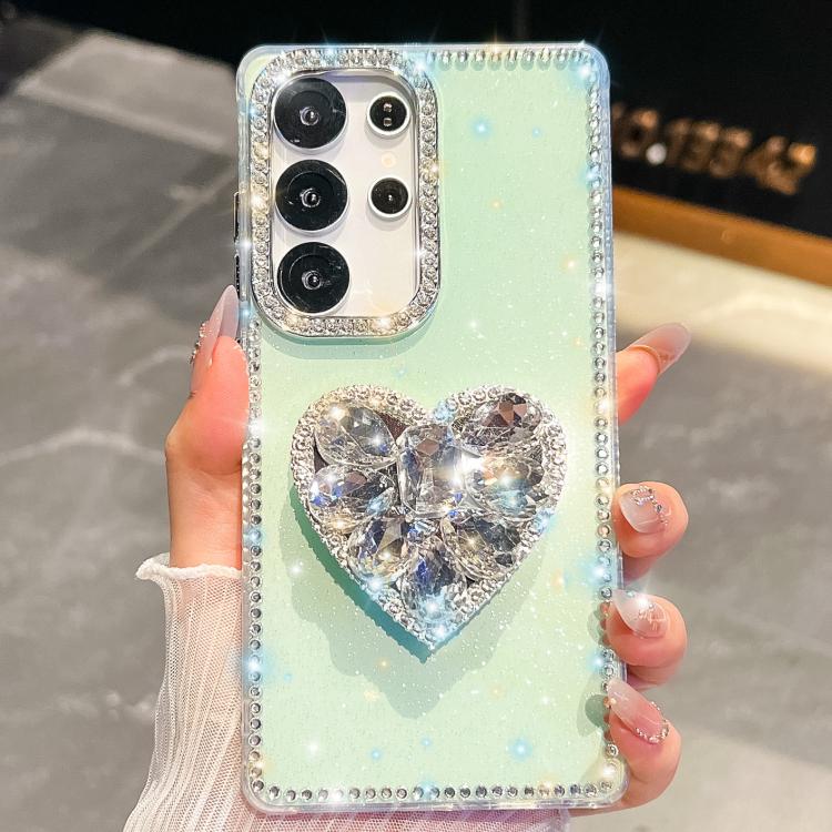 Custodia per telefono con ciondolo a forma di cuore e pietre preziose glitterate effetto diamante., For Samsung Galaxy S24 Ultra 5G, For Samsung Galaxy S24+ 5G, For Samsung Galaxy S24 5G, For Samsung Galaxy S23 Ultra 5G