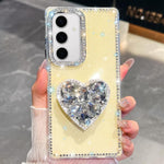 Custodia per telefono con ciondolo a forma di cuore e pietre preziose glitterate effetto diamante., For Samsung Galaxy S24 Ultra 5G, For Samsung Galaxy S24+ 5G, For Samsung Galaxy S24 5G, For Samsung Galaxy S23 Ultra 5G