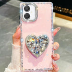 Custodia per telefono con ciondolo a forma di cuore e pietre preziose glitterate effetto diamante., For Samsung Galaxy S26+ 5G, For Samsung Galaxy S26 Ultra 5G, For Samsung Galaxy S26 5G, For Samsung Galaxy A07 5G