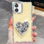 Custodia per telefono con ciondolo a forma di cuore e pietre preziose glitterate effetto diamante., For Samsung Galaxy S26+ 5G, For Samsung Galaxy S26 Ultra 5G, For Samsung Galaxy S26 5G, For Samsung Galaxy A07 5G