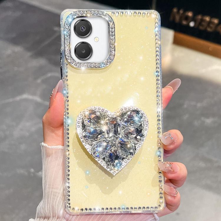 Custodia per telefono con ciondolo a forma di cuore e pietre preziose glitterate effetto diamante., For Samsung Galaxy S26+ 5G, For Samsung Galaxy S26 Ultra 5G, For Samsung Galaxy S26 5G, For Samsung Galaxy A07 5G