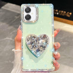 Custodia per telefono con ciondolo a forma di cuore e pietre preziose glitterate effetto diamante., For Samsung Galaxy S26+ 5G, For Samsung Galaxy S26 Ultra 5G, For Samsung Galaxy S26 5G, For Samsung Galaxy A07 5G
