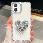 Custodia per telefono con ciondolo a forma di cuore e pietre preziose glitterate effetto diamante., For Samsung Galaxy S26+ 5G, For Samsung Galaxy S26 Ultra 5G, For Samsung Galaxy S26 5G, For Samsung Galaxy A07 5G