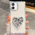 Custodia per telefono con ciondolo a forma di cuore e pietre preziose glitterate effetto diamante., For Samsung Galaxy S26+ 5G, For Samsung Galaxy S26 Ultra 5G, For Samsung Galaxy S26 5G, For Samsung Galaxy A07 5G