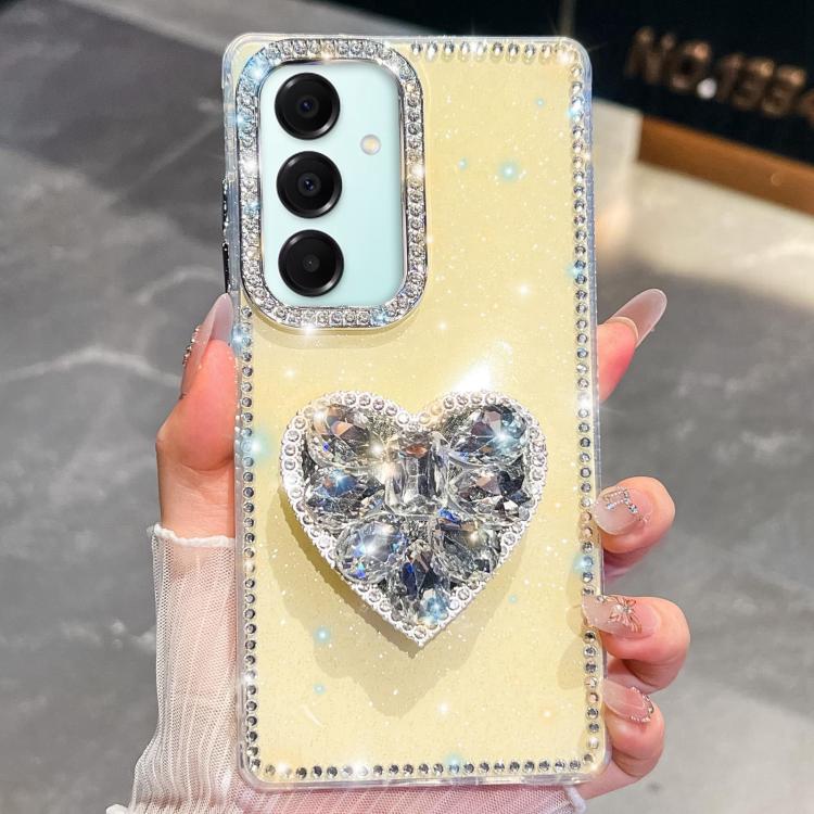 Custodia per telefono con ciondolo a forma di cuore e pietre preziose glitterate effetto diamante., For Samsung Galaxy A17 5G, For Samsung Galaxy A56 5G, For Samsung Galaxy A26 5G, For Samsung Galaxy A36 5G