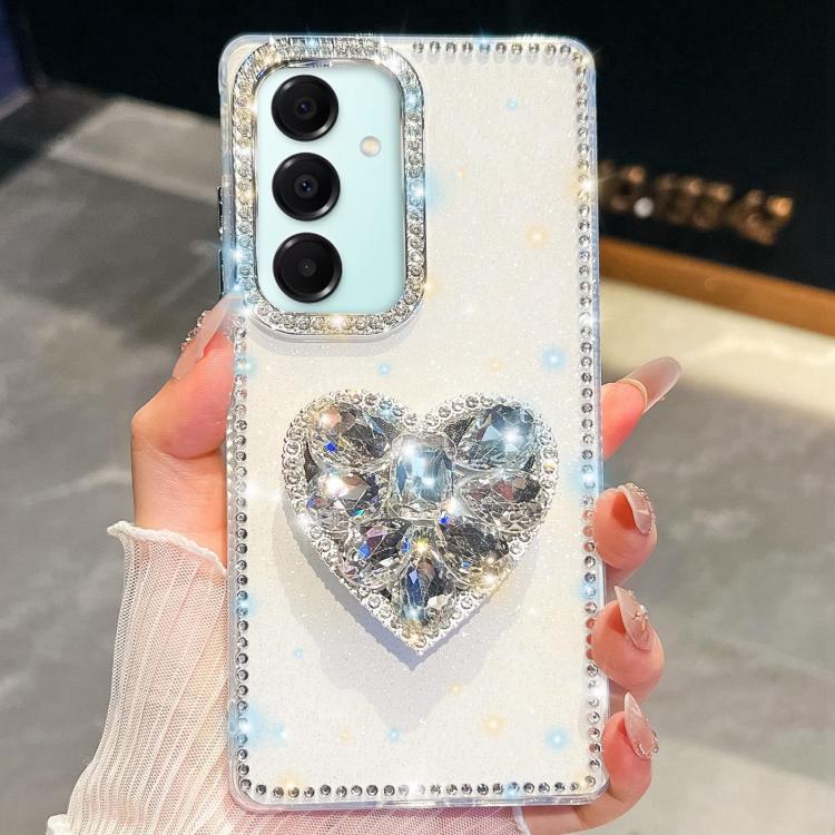 Custodia per telefono con ciondolo a forma di cuore e pietre preziose glitterate effetto diamante., For Samsung Galaxy A17 5G, For Samsung Galaxy A56 5G, For Samsung Galaxy A26 5G, For Samsung Galaxy A36 5G