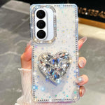Custodia per telefono con ciondolo a forma di cuore e pietre preziose glitterate effetto diamante., For Samsung Galaxy S26+ 5G, For Samsung Galaxy S26 Ultra 5G, For Samsung Galaxy S26 5G, For Samsung Galaxy A07 5G