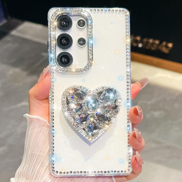 Custodia per telefono con ciondolo a forma di cuore e pietre preziose glitterate effetto diamante., For Samsung Galaxy S26+ 5G, For Samsung Galaxy S26 Ultra 5G, For Samsung Galaxy S26 5G, For Samsung Galaxy A07 5G