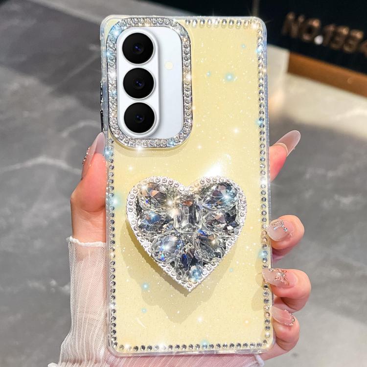 Custodia per telefono con ciondolo a forma di cuore e pietre preziose glitterate effetto diamante., For Samsung Galaxy S26+ 5G, For Samsung Galaxy S26 Ultra 5G, For Samsung Galaxy S26 5G, For Samsung Galaxy A07 5G