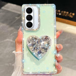 Custodia per telefono con ciondolo a forma di cuore e pietre preziose glitterate effetto diamante., For Samsung Galaxy S26+ 5G, For Samsung Galaxy S26 Ultra 5G, For Samsung Galaxy S26 5G, For Samsung Galaxy A07 5G