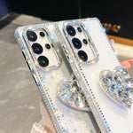 Custodia per telefono con ciondolo a forma di cuore e pietre preziose glitterate effetto diamante., For Samsung Galaxy S24 FE 5G, For Samsung Galaxy A15 5G, For Samsung Galaxy A55 5G, For Samsung Galaxy A35 5G