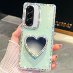 Custodia per telefono con ciondolo a forma di cuore e specchio glitterato effetto diamante., For Samsung Galaxy A17 5G, For Samsung Galaxy A56 5G, For Samsung Galaxy A26 5G, For Samsung Galaxy A36 5G