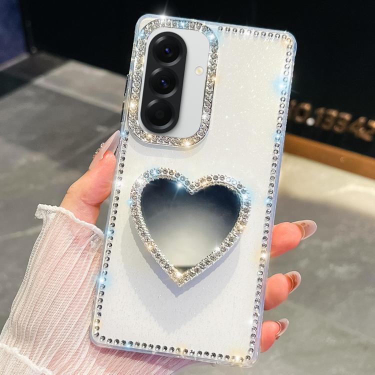 Custodia per telefono con ciondolo a forma di cuore e specchio glitterato effetto diamante., For Samsung Galaxy A17 5G, For Samsung Galaxy A56 5G, For Samsung Galaxy A26 5G, For Samsung Galaxy A36 5G