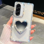 Custodia per telefono con ciondolo a forma di cuore e specchio glitterato effetto diamante., For Samsung Galaxy A17 5G, For Samsung Galaxy A56 5G, For Samsung Galaxy A26 5G, For Samsung Galaxy A36 5G